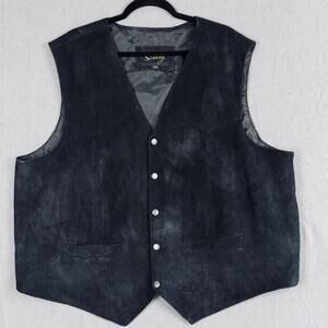 Scully Leather Vest Mens 3XL Black Suede Western Snap Front Lined Pockets Cowboy
